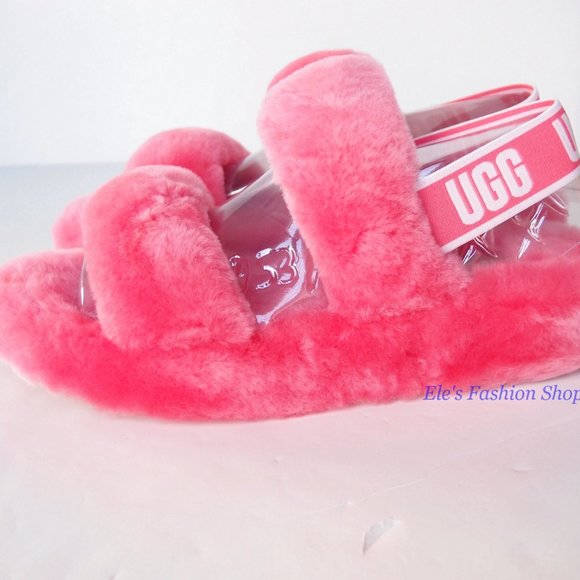 NIB UGG Australia Oh Yeah Sheepskin Slide Sorbet Pink US 8 AUTHENTIC - Picture 5 of 14